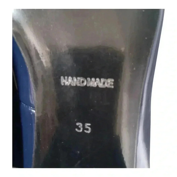 Girotti Classic Heeled Shoes Slip On Navy Blue Leather Handmade 35/US 4 - 5 - Picture 10 of 10